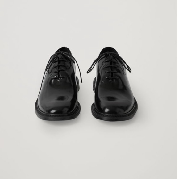 26. COS Patent Leather Lace-Up Brogues Black $185 EUC Sz 41 - Picture 3 of 5